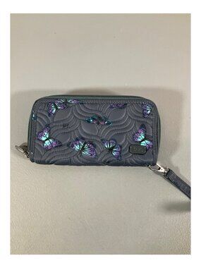 Lug Splits XL Accordion Wallet in Butterfly Grey with RFID Protection and Zip Cl